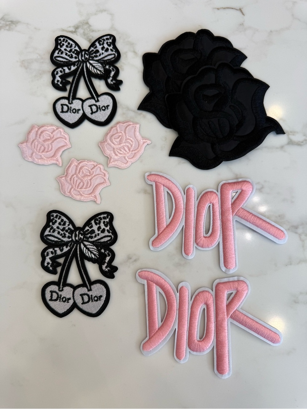 Hand Crafted Beautiful Iron on Patch Set in Pink and Black